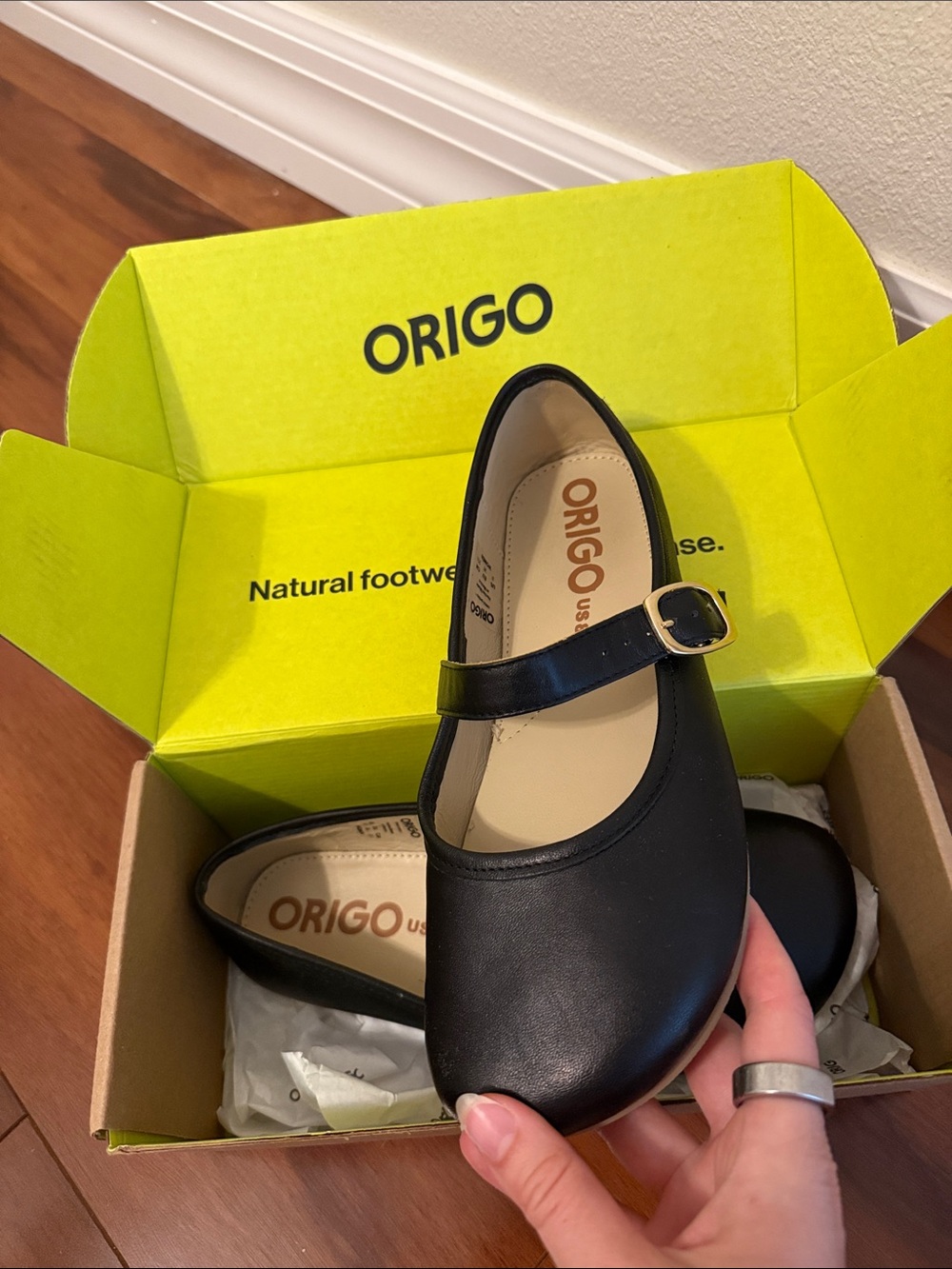 New Origo Black Mary Jane Flats Buckle Size 8